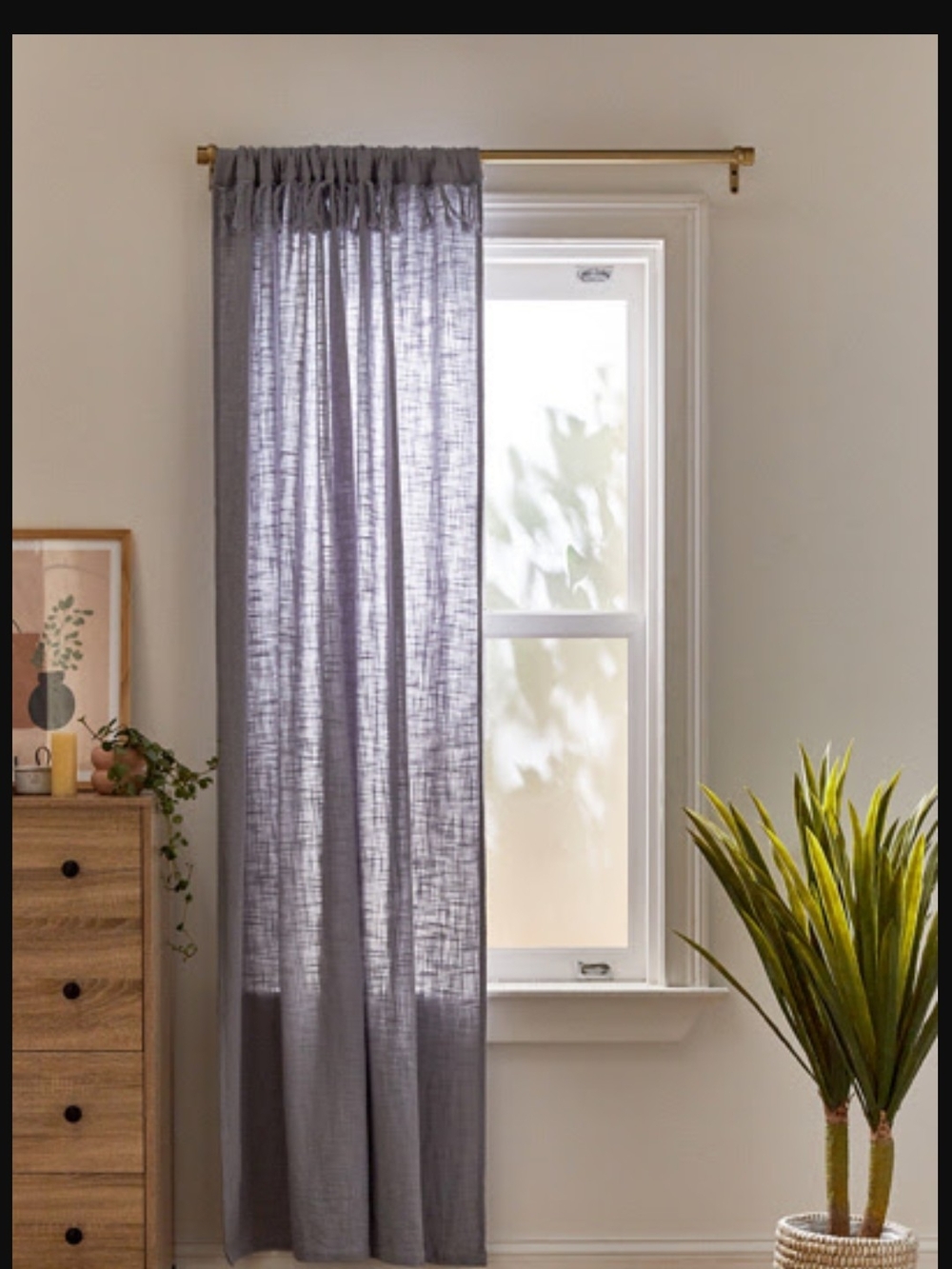 Sheer Cotton Window Curtain Panels in Gray - UO Home